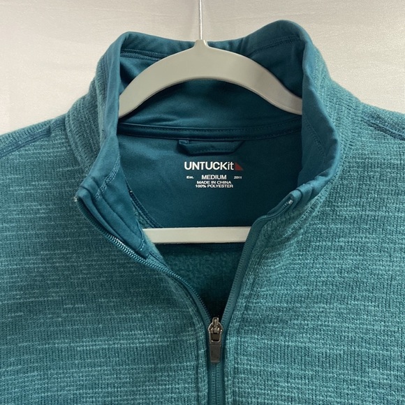 Untuckit Kezoh Quarter Zip Fleece Sweatshirt Green Size Medium - Picture 2 of 5